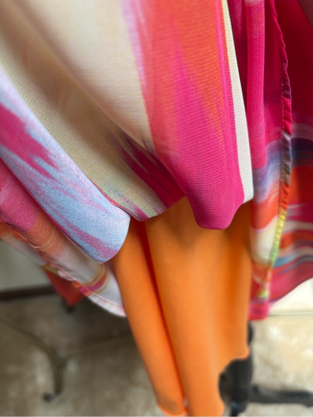 BISOU BISOU Vibrant Multi-Color Halter Layered Mini Dress Sheer Chiffon Size 14 - Picture 6 of 9